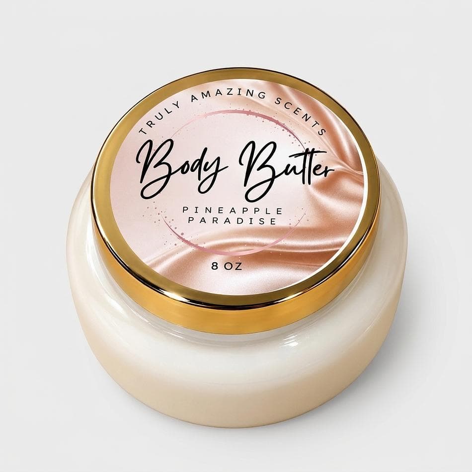 Body Butter, Shea & Kokum Butter, Pineapple Tropical Scent, All-Day Moisture, 2 oz or 8 oz Jar