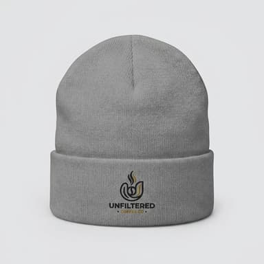 Embroidered Knit Beanie, Cotton & Acrylic Blend, Cozy Warm Fit, One Size Fits Most, Cuffed Winter Hat