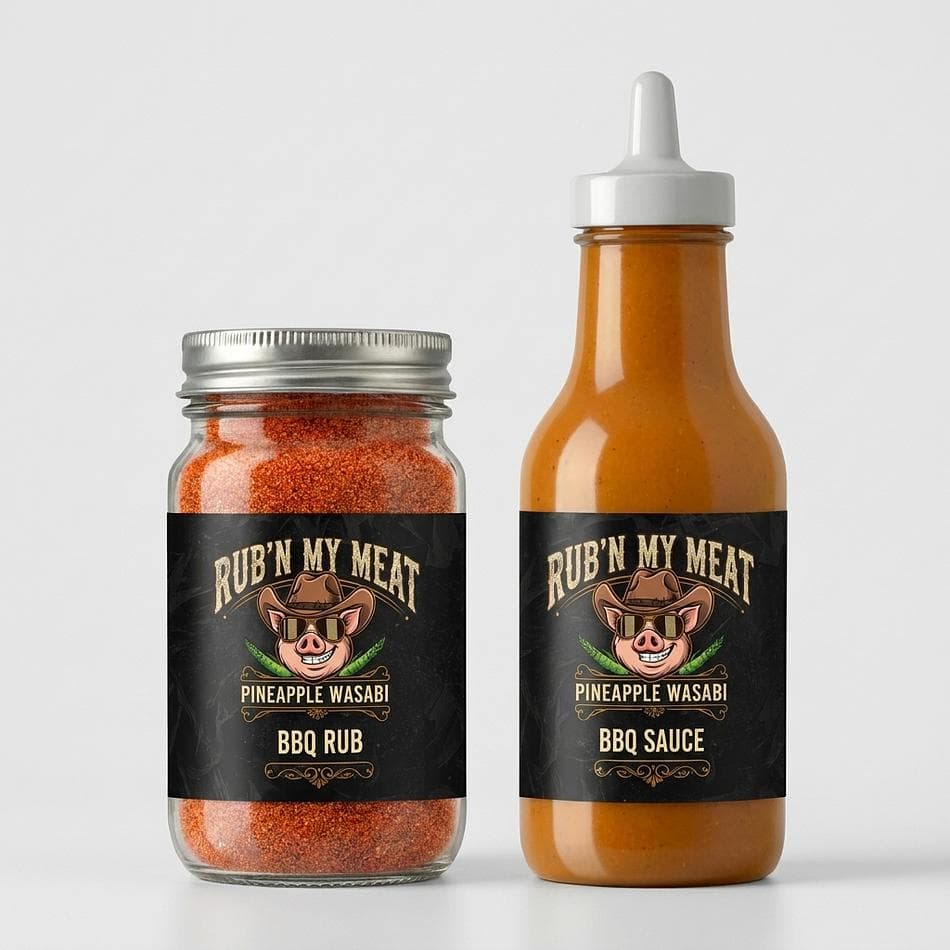 BBQ Rub & Sauce Pair, Pineapple & Wasabi, Sweet Heat Grilling Set, 2-Pack Bundle