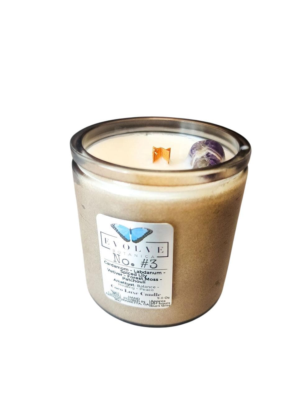 Coconut Apricot Wax Candle, Amethyst, Calming Scent, 9oz Luxury Jar Candle