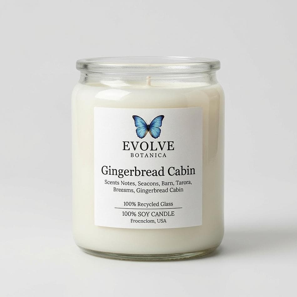 Gemstone Soy Candle, Onyx & Smoky Quartz, Gingerbread Cabin Scent, Crackling Wood Wick, Recycled Glass Jar