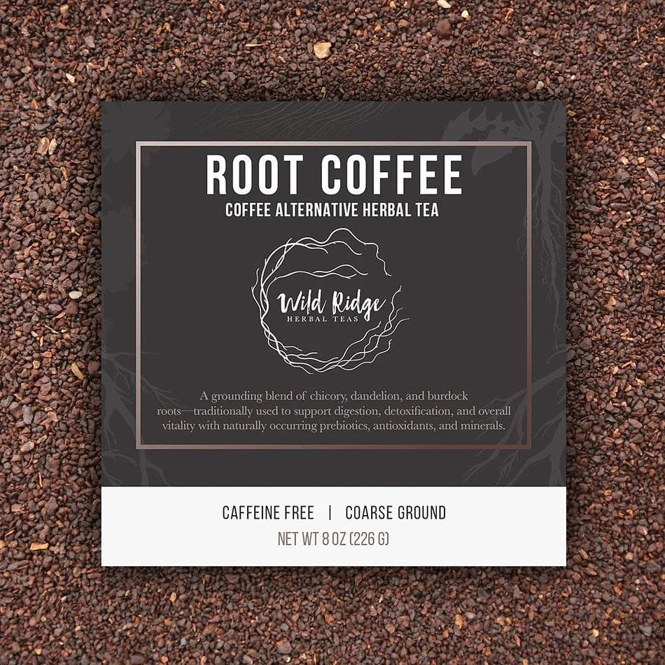 Caffeine-Free Herbal Coffee Alternative, Organic Chicory + Dandelion + Burdock, Coffee-Like Dark Roast, 8 oz Bag