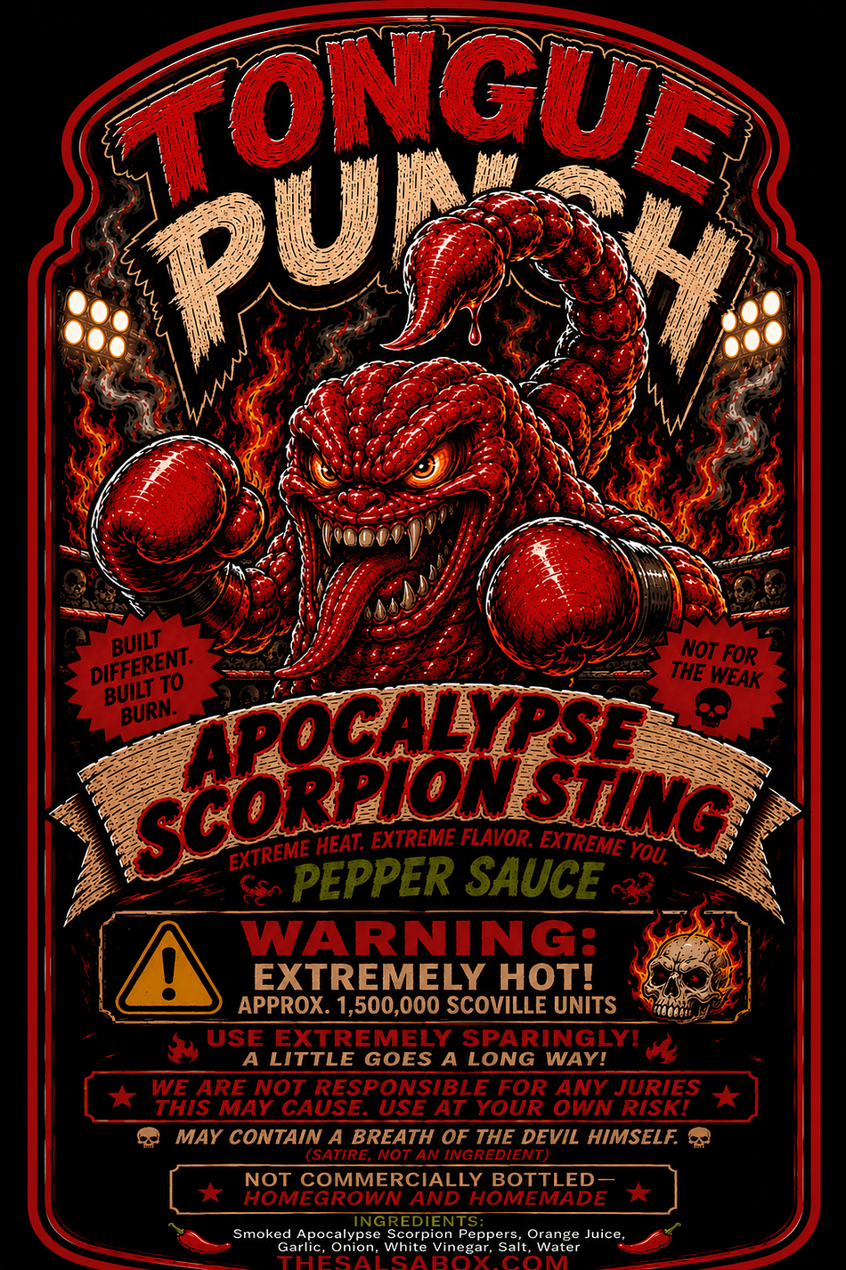 Apocalypse Scorpion Pepper Hot Sauce, Extreme Heat, Pepper-Forward Flavor, 3 oz Bottle