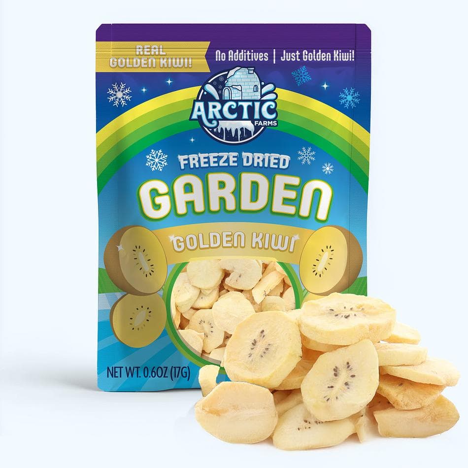 Freeze-Dried Golden Kiwi, Naturally Sweet Tropical Snack, Pack of 3 Resealable Bags (0.6 oz each)