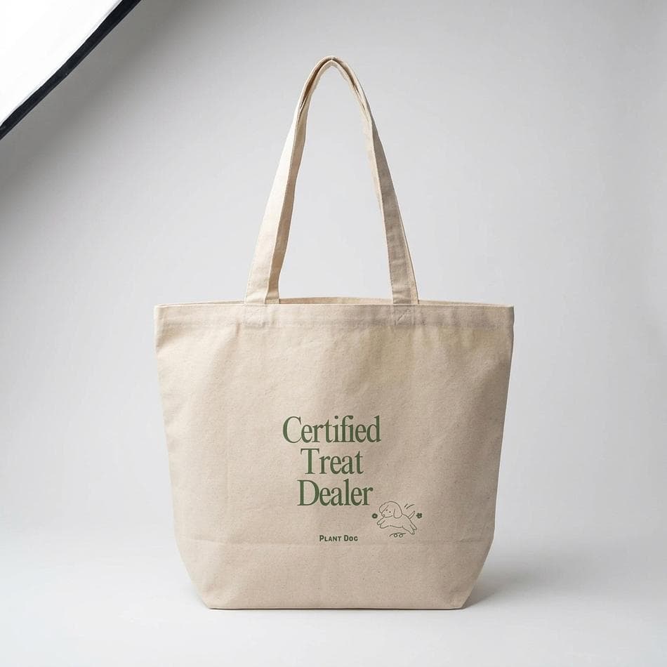 Canvas Tote Bag, 10 oz Natural Cotton, Double-Sided Print, Dog Treat Dealer Gift, 18 x 15 in, Gusseted