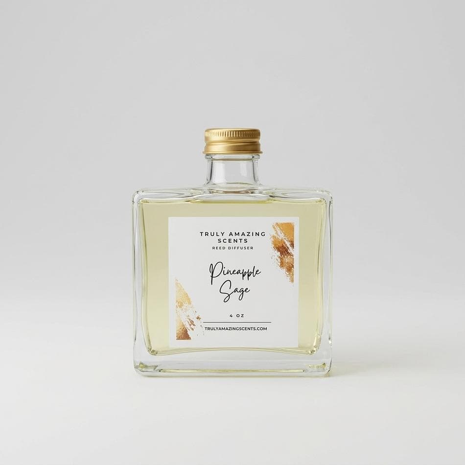 Reed Diffuser Set, Clean Cotton/Mango Coconut/Vanilla/Pineapple Sage, Continuous Room Fragrance, 4 oz Oil + 8 Reeds