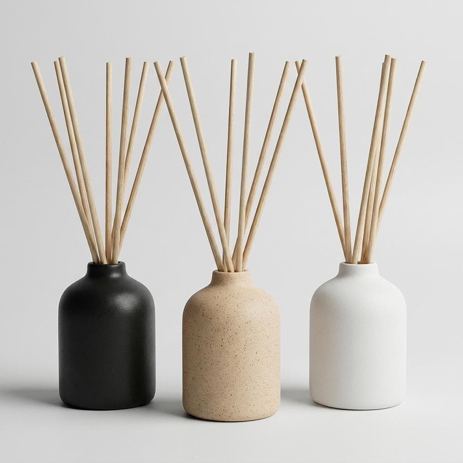 Reed Diffuser Set, Glass Bottle & Reeds, Starter Essential Oil Blend, Subtle Home Fragrance, 1 Set (White/Tan/Black)
