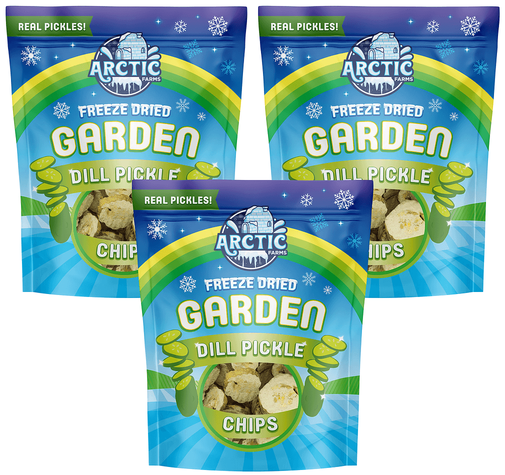 Freeze-Dried Kosher Dill Pickle Jumbo Chips, Tangy Crunchy Pickle Snack, Pack of 3 Small Resealable Bags