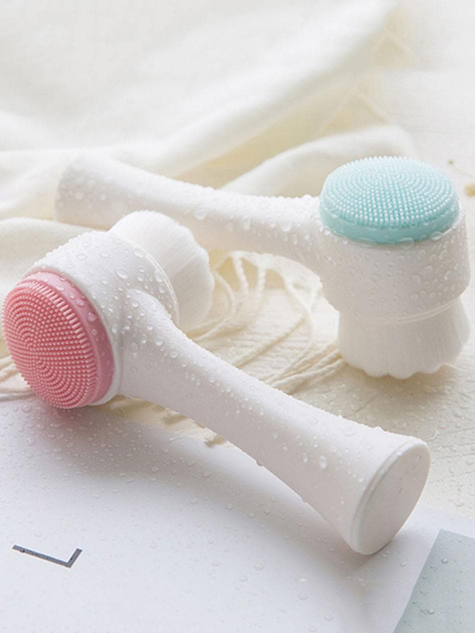 2 In 1 Face Cleansing Brush 1pc Facial Cleansing Exfoliating Brush With Ultra Fine Soft Pore Deep Cleansing Silicone Double Side Face Wash Scrub Brush For Massaging Skincare Makeup Removal Random Color
