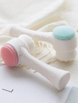 2 In 1 Face Cleansing Brush 1pc Facial Cleansing Exfoliating Brush With Ultra Fine Soft Pore Deep Cleansing Silicone Double Side Face Wash Scrub Brush For Massaging Skincare Makeup Removal Random Color-0