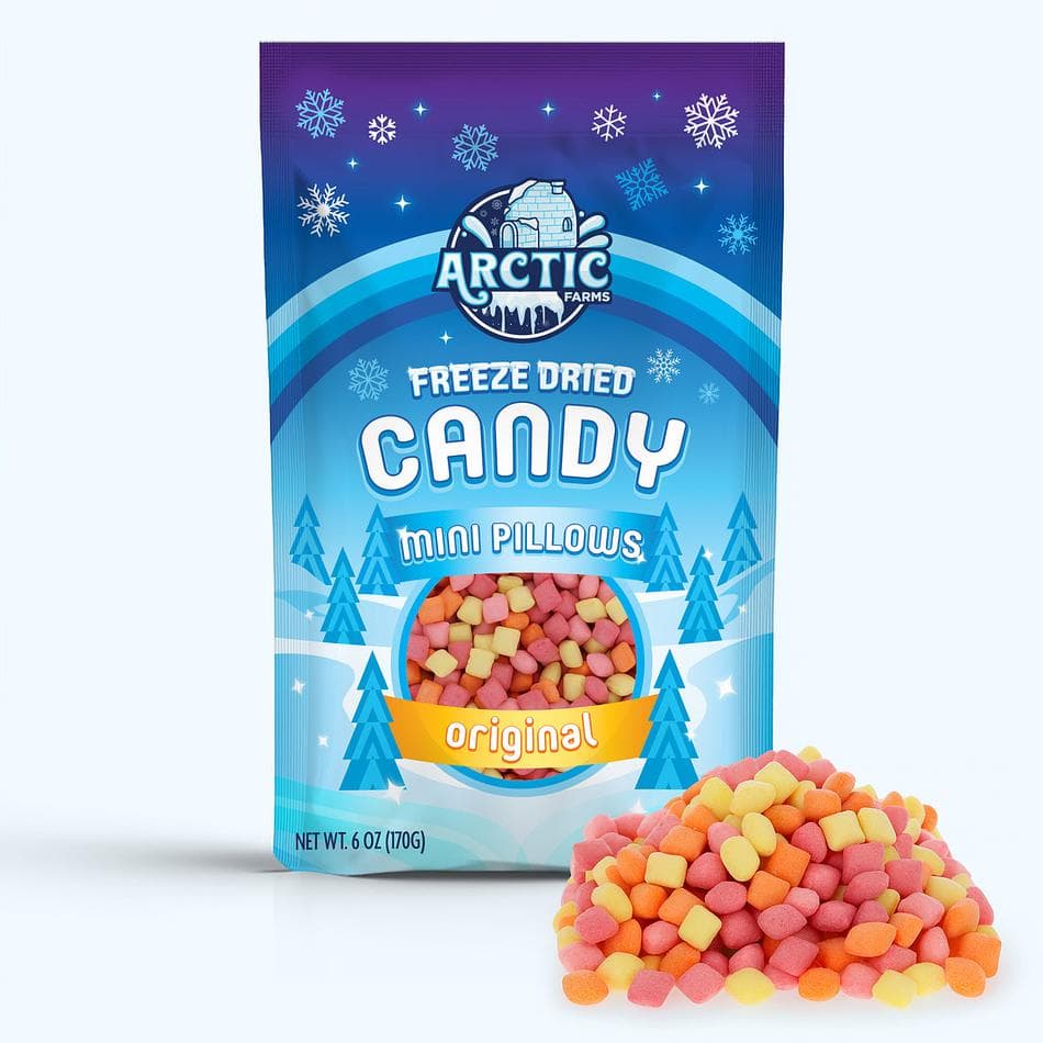 Freeze-Dried Mini Pillows, Original, Light, Airy, Ultra-Fruity Candy Bites, Large Resealable Bag (6 oz)