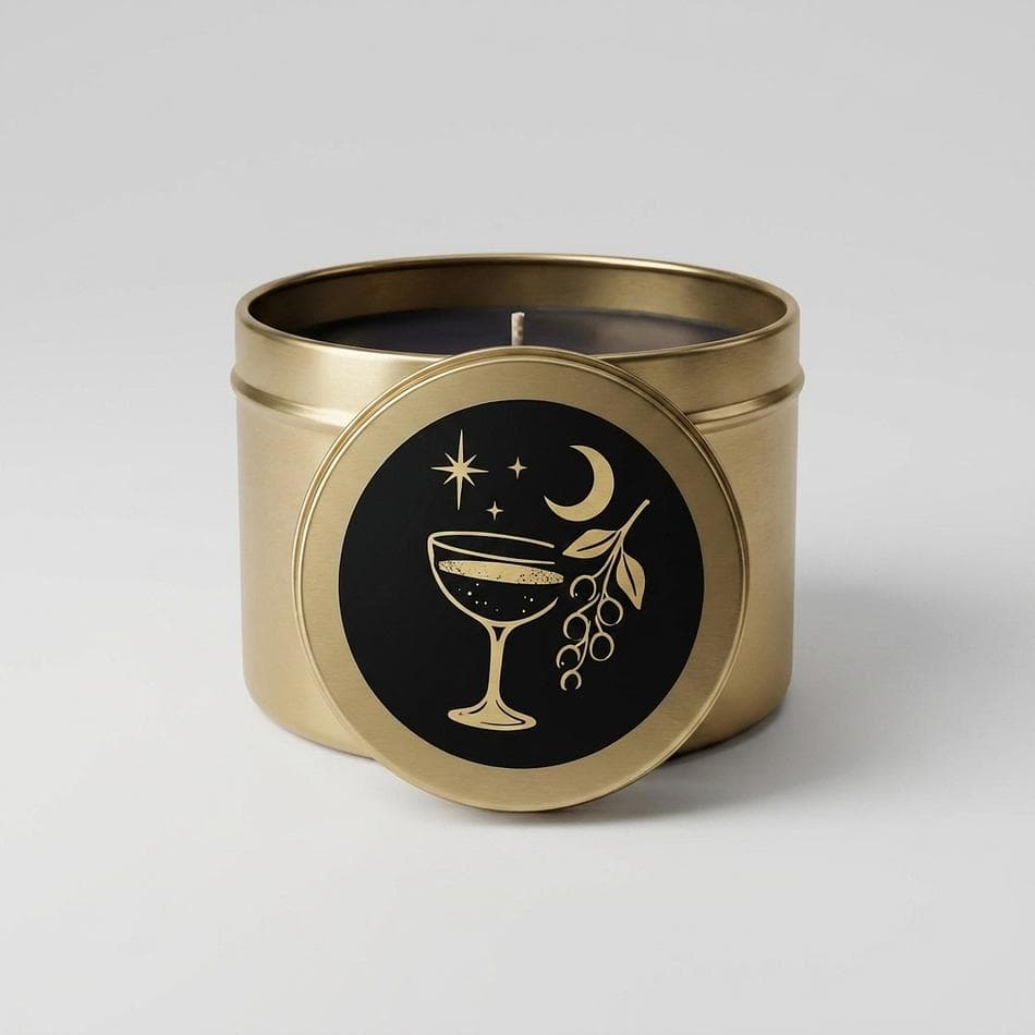 Travel Tin Scented Candle, Coconut Wax, Black Currant & Jasmine, Dark Fruit + Amber Woods, 3 oz