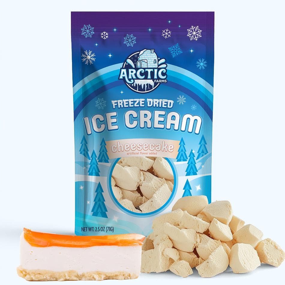 Freeze-Dried Ice Cream Bits, Cheesecake, No-Melt Crunchy Snack, Shelf-Stable, Large Resealable Bag (2.5 oz)