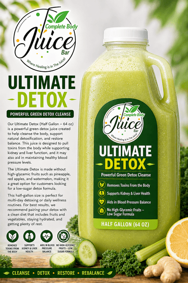 Ultimate Detox Green Juice (Half Gallon, 64 oz) – 5-Day Low-Sugar Greens Cleanse (12 oz/day)