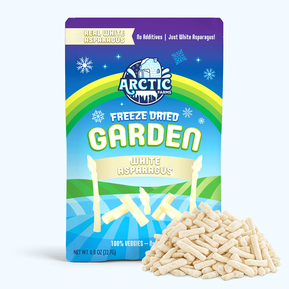 Freeze-Dried White Asparagus, Mild, Tender, Single-Ingredient Vegetable Spears, Large Resealable Bag (0.8 oz)
