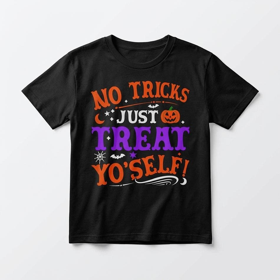 Plus Size Halloween Graphic T-Shirt, Funny Treat Yourself Slogan, Inclusive Fit, Sizes S–6XL, Unisex Tee