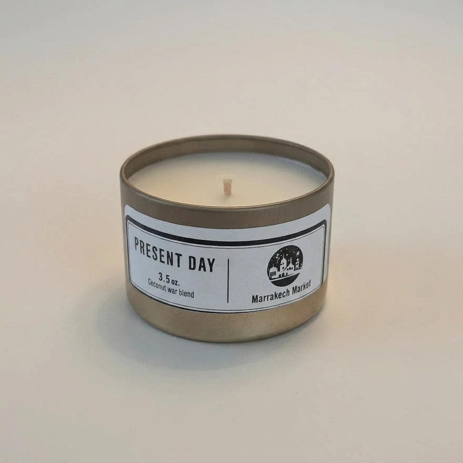 Scented Travel Candle, Coconut Wax Blend, Ginger & Saffron, Warm Spiced Aroma, Glass Jar with Lid, 3 oz