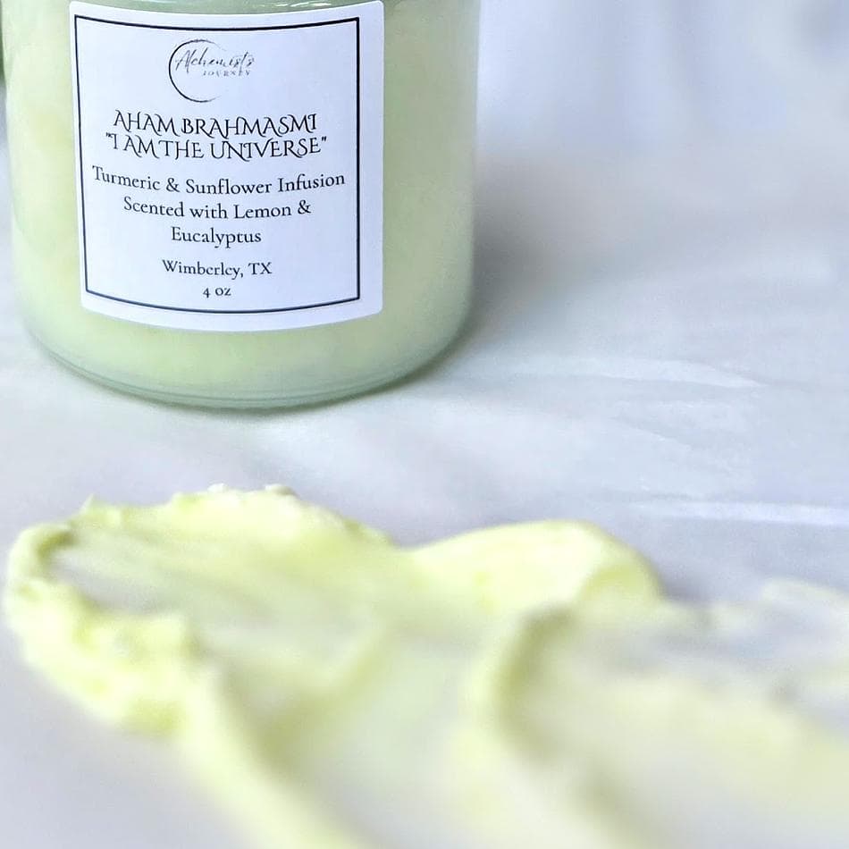 Aham Brahmasmi “I am the Universe,” Turmeric & Cucumber Body Cream scented with Lemon + Eucalyptus