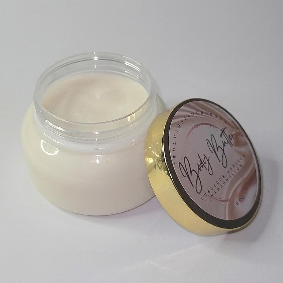 Body Butter, Shea Butter & Kokum Butter, Vanilla Marshmallow Scent, All-Day Moisture, 8 oz Jar