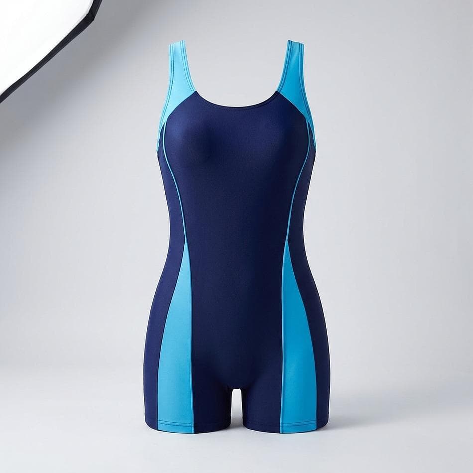 Cutout Back One-Piece Swimsuit, Polyester & Elastane, Crisscross Wide Straps, Removable Pads, Navy, S–2XL