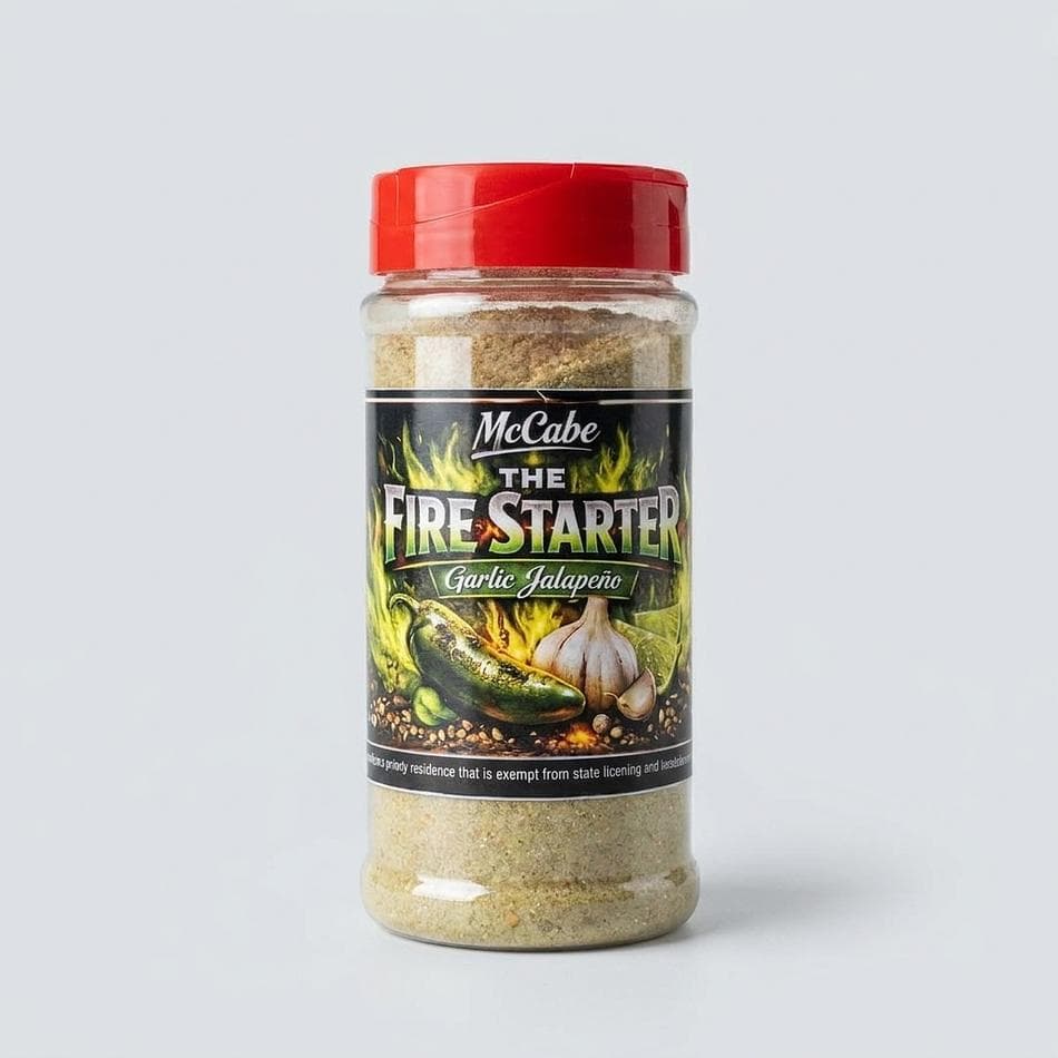Fire Stsrter BBQ Dry Rub, Garlic & Jalapeño Seasoning for Chicken Pork Veggies, Net Wt  8 oz