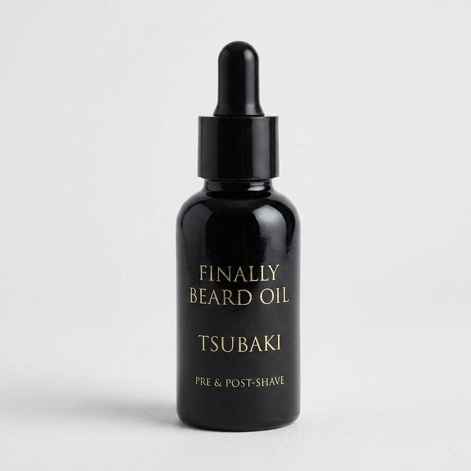 Fragrance-Free Beard Oil, Tsubaki (Camellia) + Jojoba + Castor, Softens & Hydrates Dry Skin, 30 ml Glass Bottle