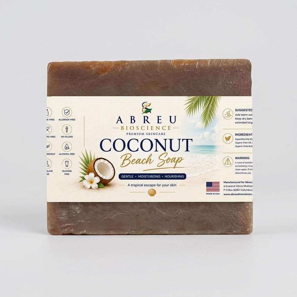 Shea Butter Soap Bar, Coconut Scent, Sensitive Skin Hydration, Organic Olive & Coconut Oils, 4 oz