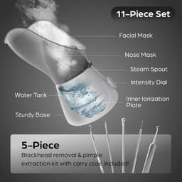 Gentle Face Steamer for Facial Deep Cleaning, 11-PC | Facial Steamer for Proactive Acne Treatment Unclogs Pores &amp; Treats Allergies | Facial Skin Care Products Includes Needles &amp; Tweezers-1