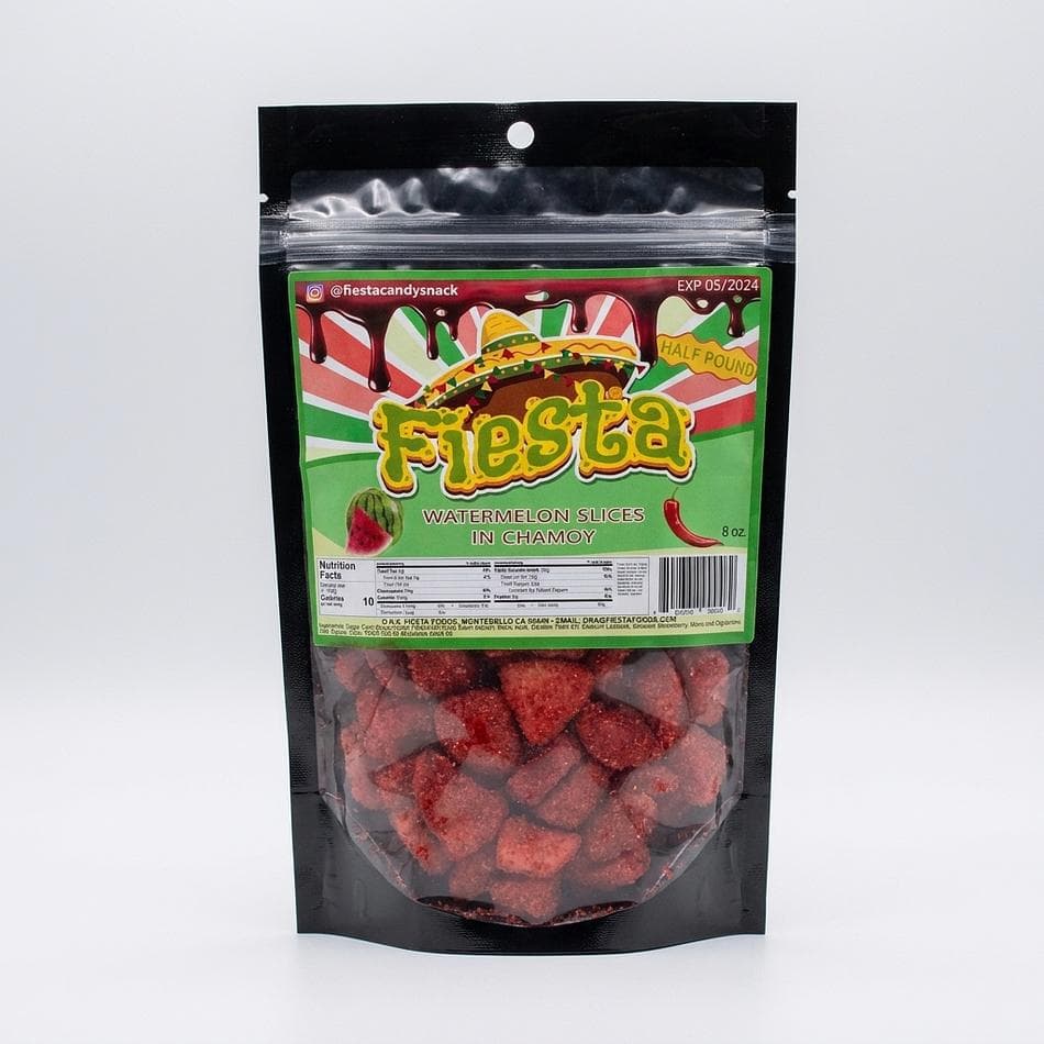 Chamoy Watermelon Slice Gummies, Watermelon Flavor, Sweet & Spicy Snack Candy, Half Pound (8 oz) Bag