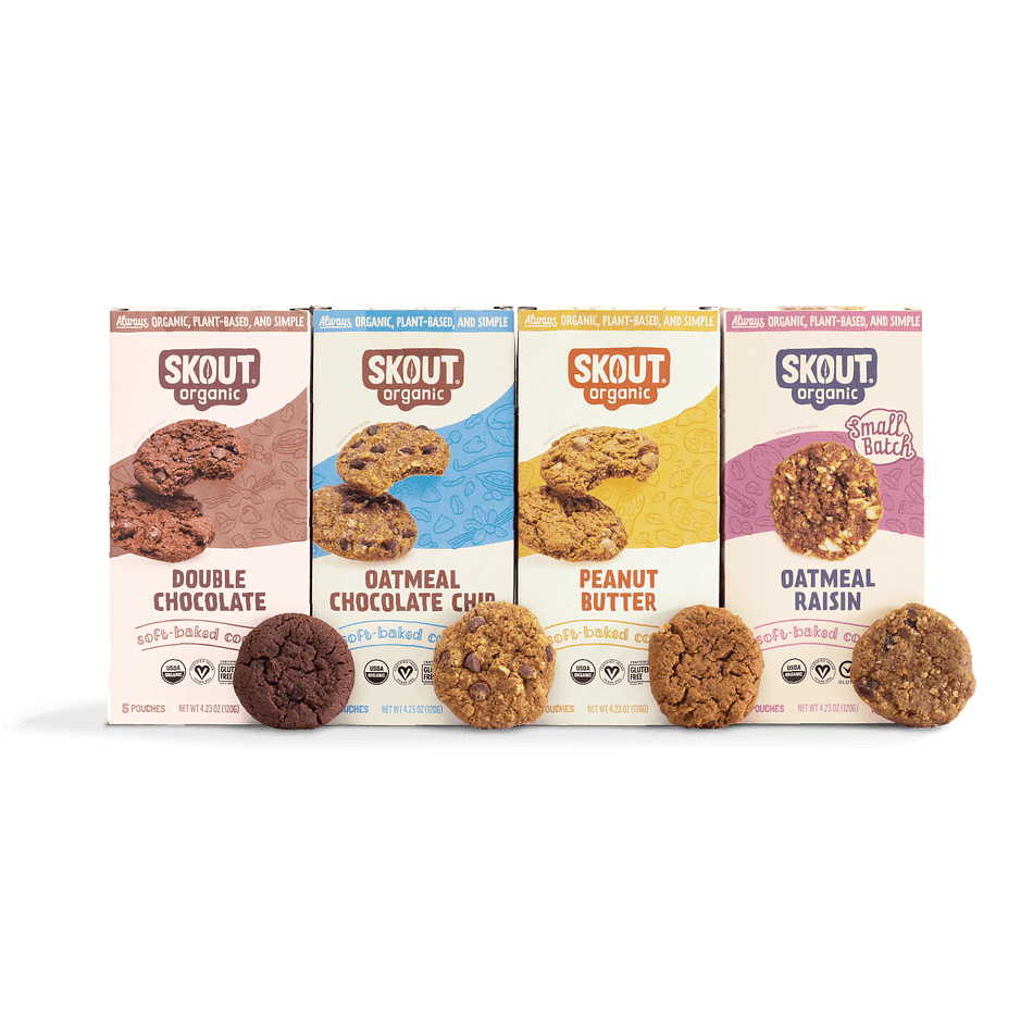 Soft-Baked Organic Cookie Variety Pack, Date Syrup & Coconut Sugar, Gluten-Free Vegan Snack, 4 Boxes