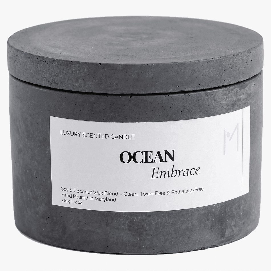 Triple Wick Soy Coconut Candle, Coastal Floral & Vanilla Woods, Strong Throw, Concrete Jar, 13 oz, 60–70 Hr Burn