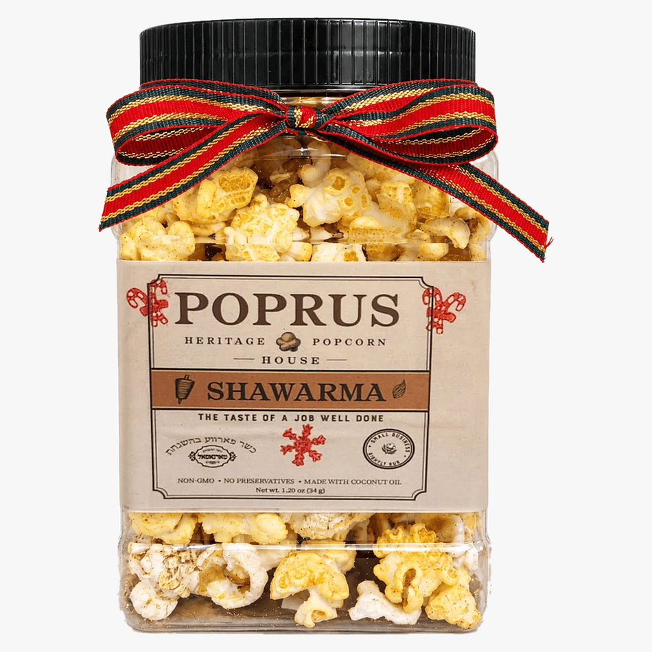 Gourmet Kosher Shawarma Popcorn, Coconut Oil, Dairy-Free Savory Snack, 1.20 oz Gift Jar + Printable Christmas Bingo