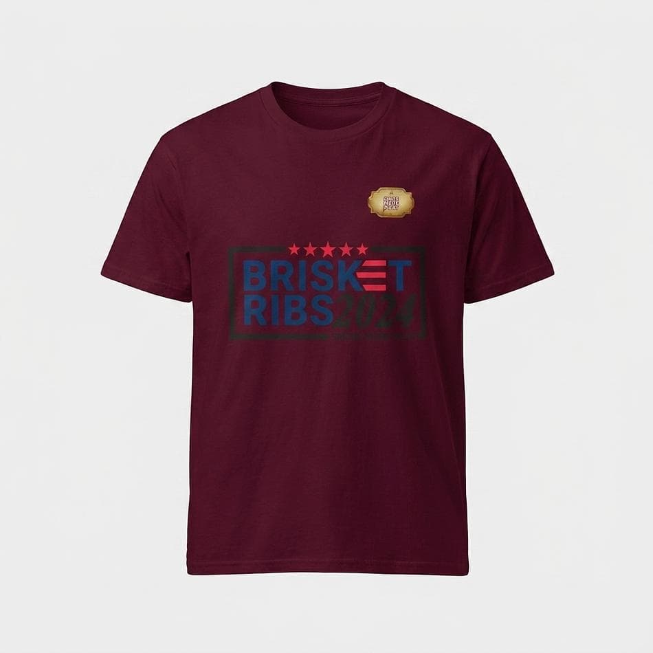 BBQ Graphic T-Shirt, 100% Cotton, Brisket vs Ribs Election Parody, Unisex Classic Fit, S–5XL