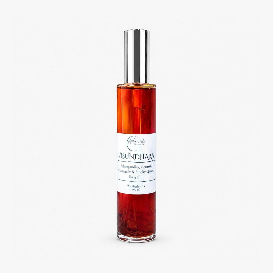 Vasundhara “Earth Star Chakra,” Ashwagandha & Chamomile Infused Body Oil scented with Patchouli and Myrrh