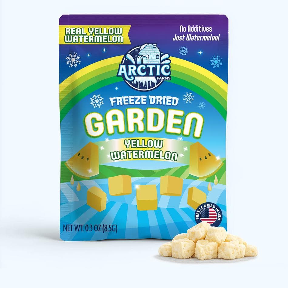 Freeze-Dried Yellow Watermelon Pieces, 1 Ingredient, No Added Sugar, Crunchy Fruit Snack, Pack of 3 Resealable Bags (0.3 oz each)