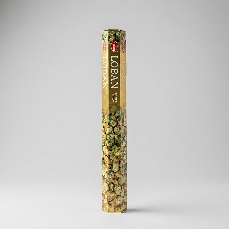 Loban Incense Sticks (Benzoin Resin), Sweet Warm Balsamic Scent, Cleansing & Protection, 20-Stick Hexagon Tube