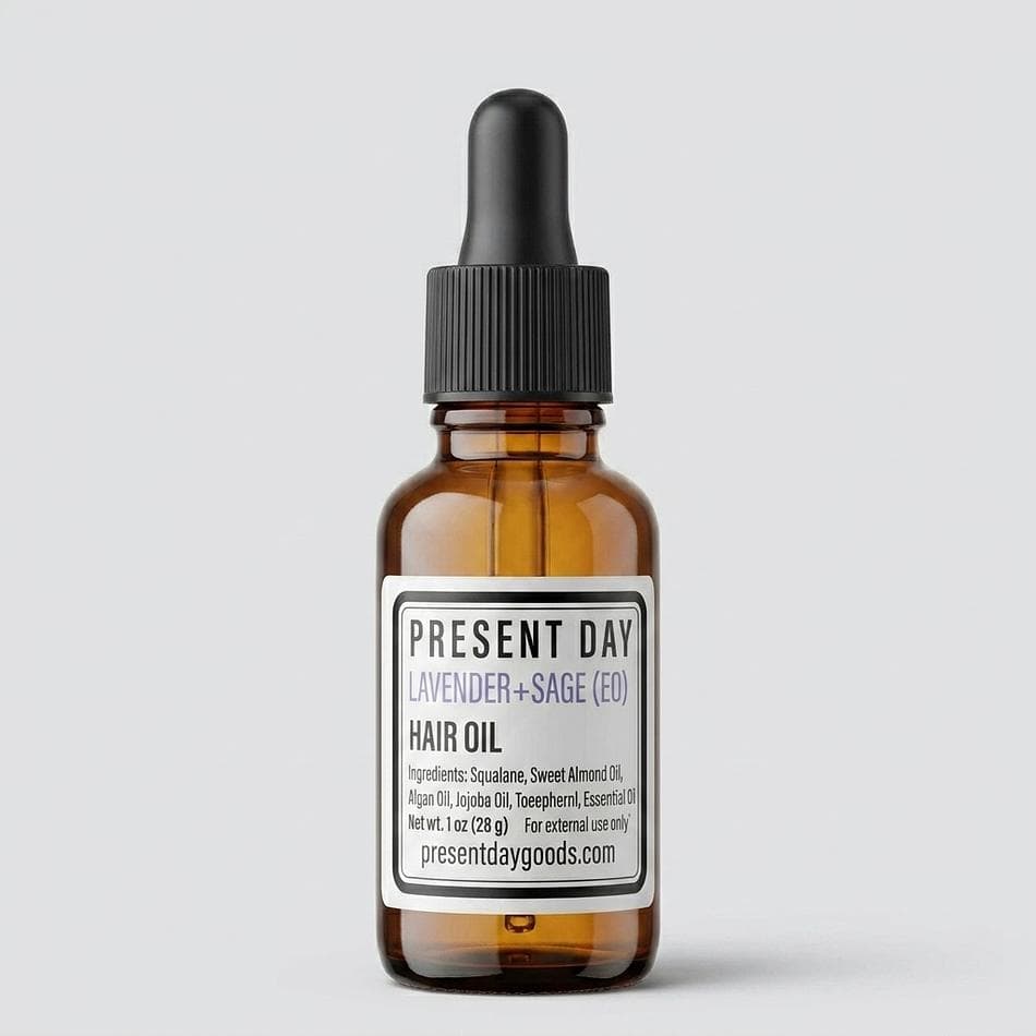 Lavender Hair Oil, Squalane Argan Vitamin E, Lightweight Frizz Smoother, 1oz Dropper, Silicone Free