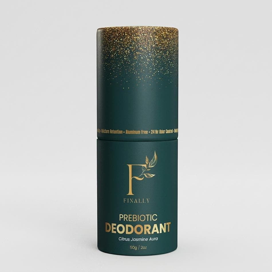 Prebiotic Natural Deodorant Stick, Blue Agave Inulin & Kaolin Clay, Sensitive Skin Odor Control, Jasmine & Lemon, 50g