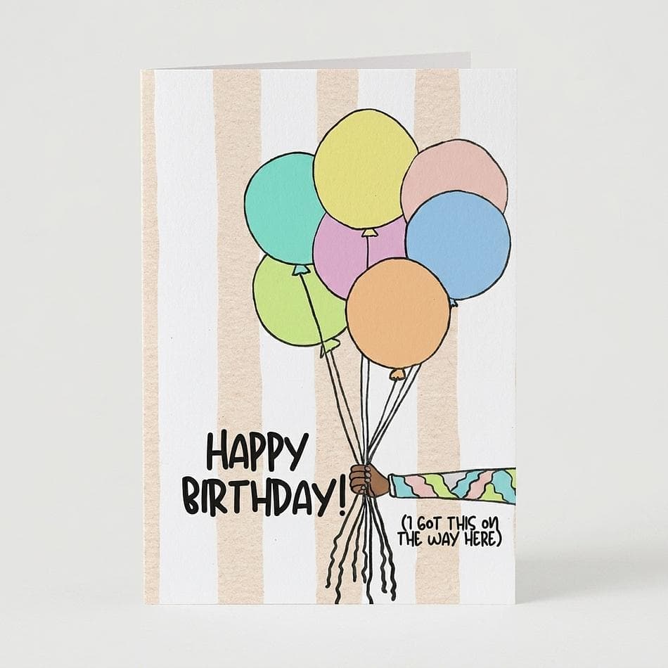 Birthday Greeting Card, 100% Recycled Paper, Blank Inside, A2 Folded Card w/ Kraft Envelope