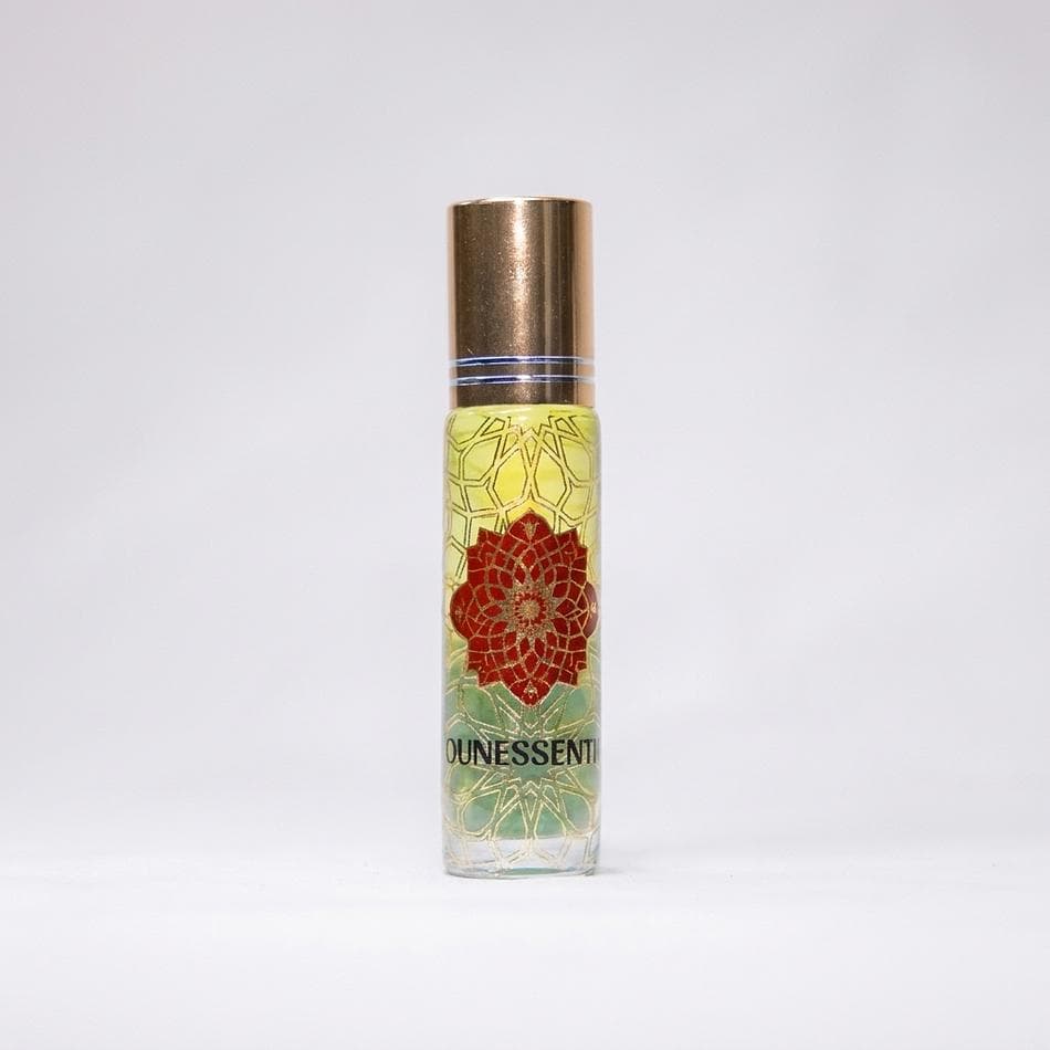 Crystal-Infused Egyptian Musk Perfume Oil Roll-On, Emerald, Clean Skin Scent, 10 ml