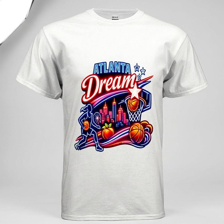 Atlanta Dream Neon Basketball T-Shirt, Gildan G500 Cotton Tee, WNBA Fan Graphic Shirt, Unisex S–5XL