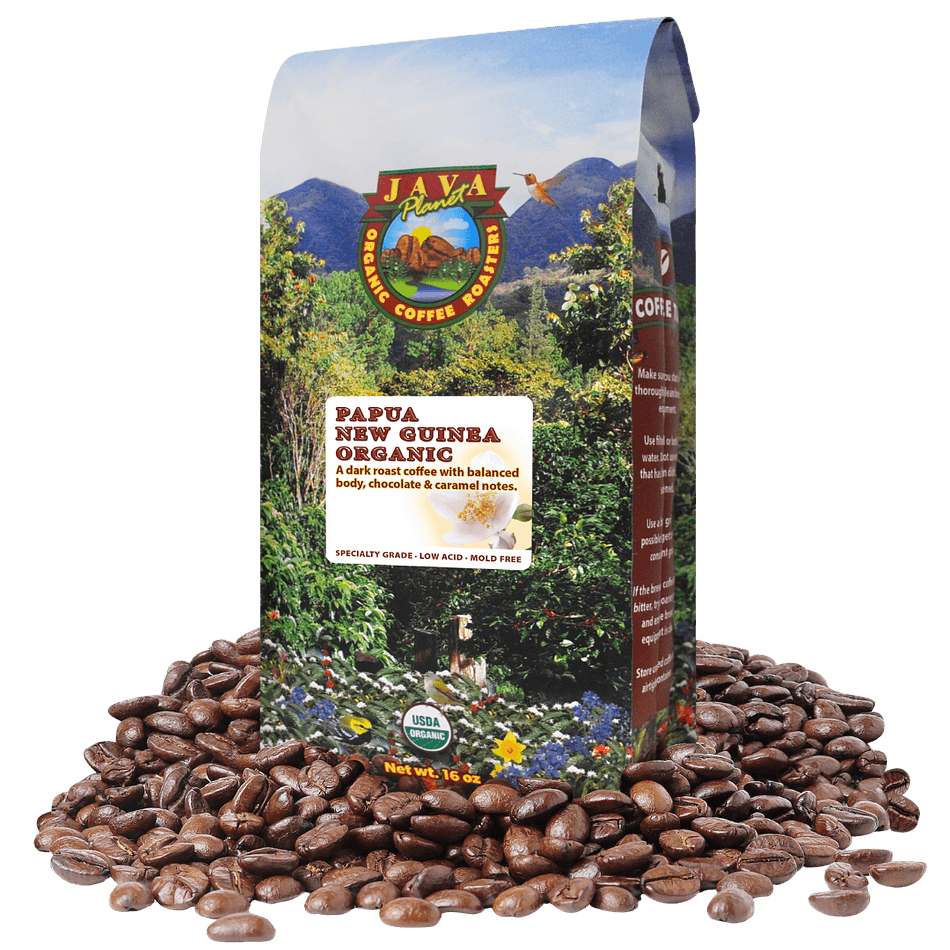Java Planet Papua New Guinea Organic Coffee – Single-Origin Dark Roast, Bold & Smooth, Low Acid, Whole Bean, 1 lb