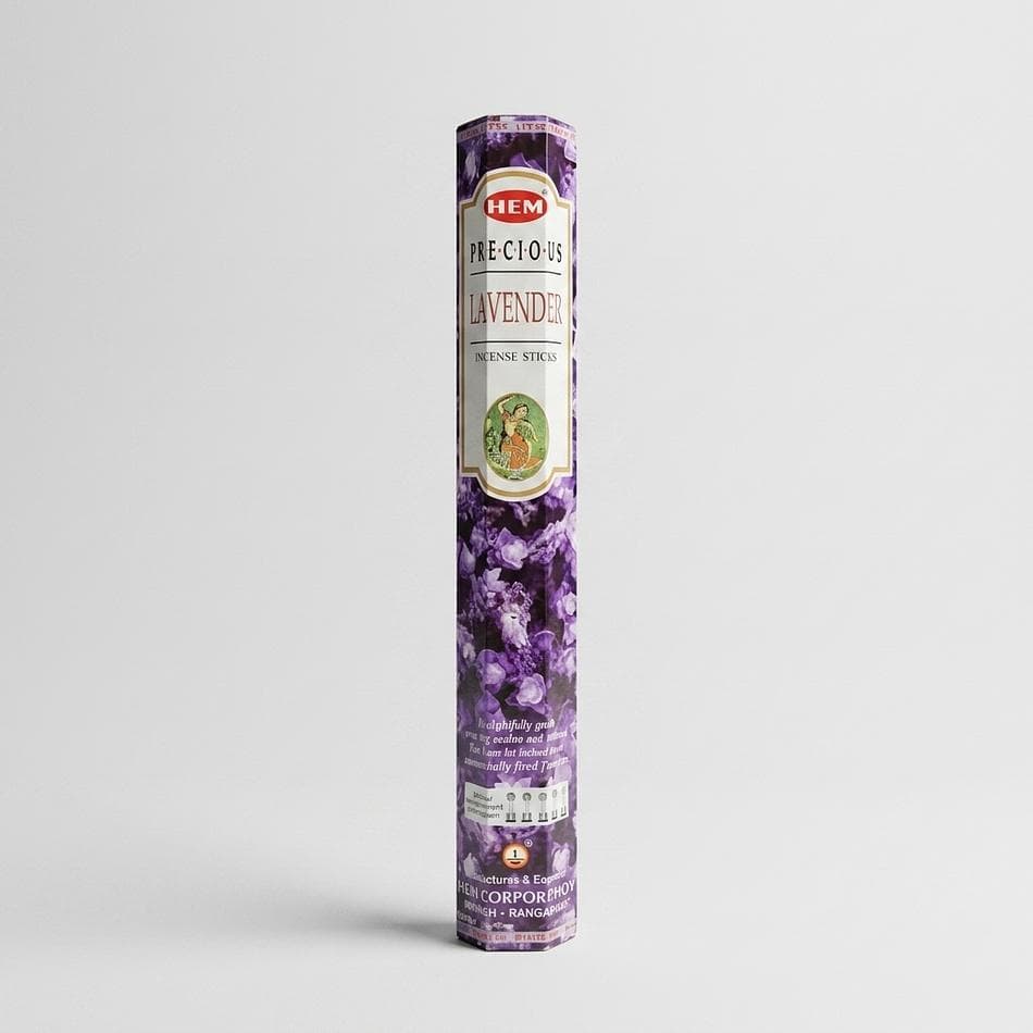 Precious Lavender Incense Sticks, Relaxing Aromatherapy Scent, Hexagon Tube, 20 Sticks