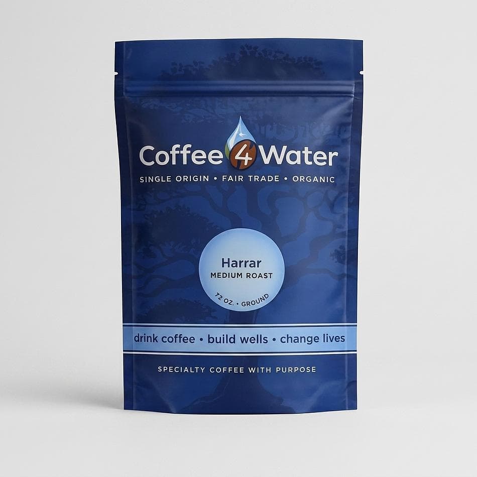 Ethiopian Harrar Coffee, Natural Process, Berry & Cocoa Notes, Fruit-Forward Medium Roast, Whole Bean or Ground, 12 oz