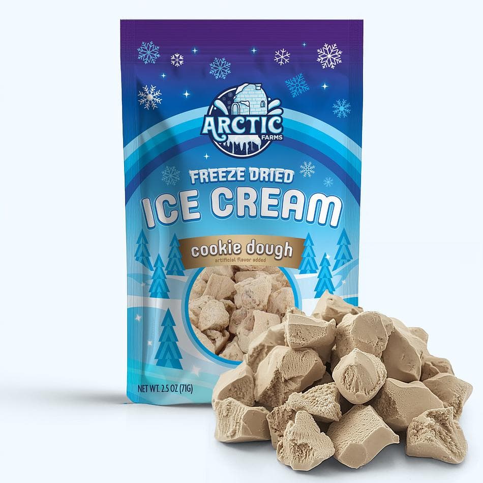 Freeze-Dried Ice Cream Bits, Cookie Dough, No-Melt Crunchy Snack, Shelf-Stable, Large Resealable Bag (2.5 oz)