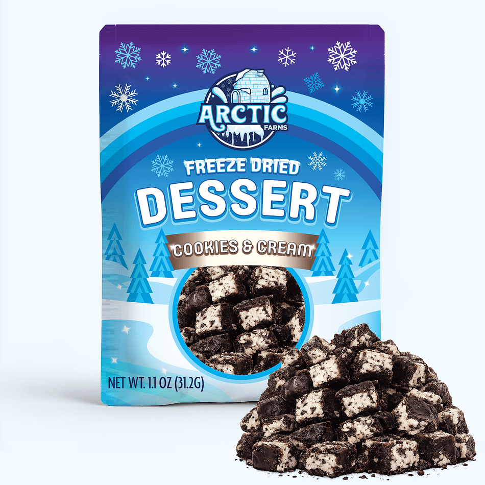 Freeze-Dried Ice Cream Bar Bites, Cookies & Cream, Crunchy No-Melt Dessert Snack, Resealable Bag (1.1 oz)