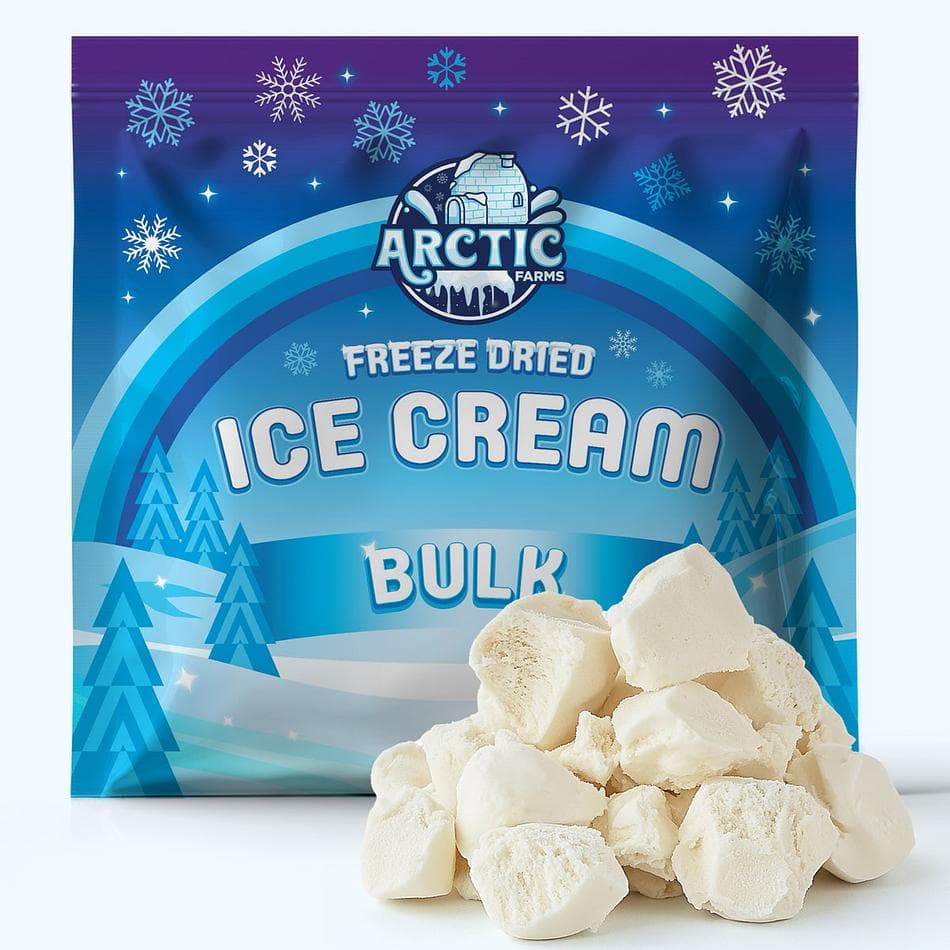 Freeze-Dried Ice Cream Bits, White Chocolate Macadamia, No-Melt Crunchy Snack, Shelf-Stable, Bulk Bag (1 lb)