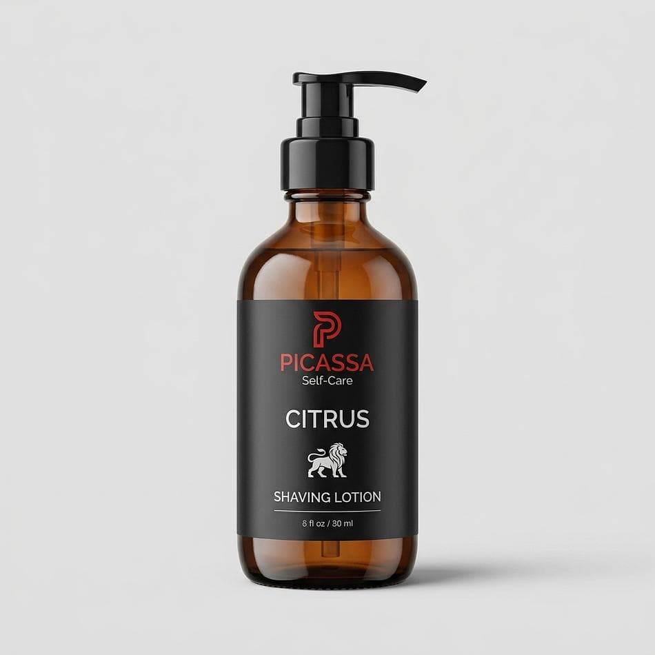Organic Shaving Lotion, Coconut Oil & Kokum Butter, Smooth Glide for Sensitive Skin, Cedarwood/Citrus/Oakmoss/Amber, 4 oz