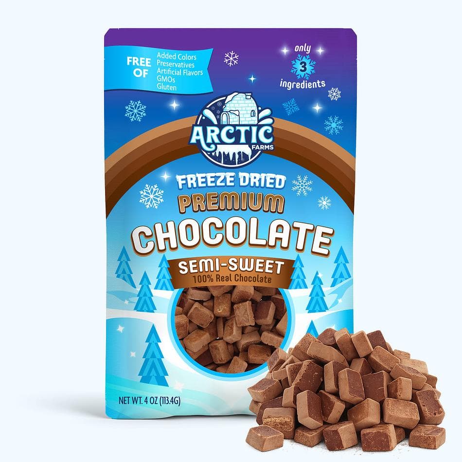 Freeze-Dried Organic Semi-Sweet Chocolate Chips, Cacao & Coconut Sugar, Crunchy Melt-In-Your-Mouth Snack, 45% Cacao, Large Resealable Bag (4 oz)