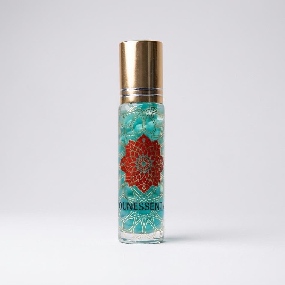 Helichrysum Roll-On Perfume Oil, Jojoba & Turquoise Crystal Infusion, Warm Herbaceous Scent, 10 ml Rollerball